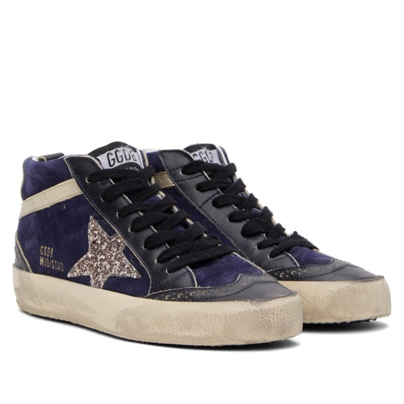 Golden Goose Mid Star Sneaker Navy Blue Gold Glitter NIB Auth - Picture 7 of 14